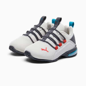 Tenis para infantes Axelion Mesh, Feather Gray-Galactic Gray-Red Fire, extralarge